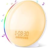 ♬【7 Colores, 20 Niveles de Brillo y 8 Música de Alarma】 Luz tiene 7 colores y 20 niveles de brillo ajustable desde rojo hasta el color cálido más brillante. 5 sonidos naturales, 2 música suave y radio FM, 8 tipos de opciones de música de alarma en total. Te permite despertado con tu música y luces favoritas, no sonido de alarma molesto.
