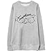 Produktbild Amoyl Damen Sweatshirt Mode Buchstaben Finger Form Drucken   Rundhals Langarm Pullover Shirt Sportbekleidung Hoodie (Grau, L)