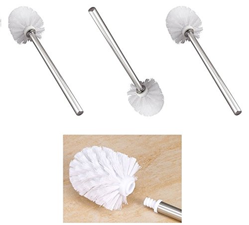 3er Set WC Bürsten Edelstahl weiße Bürste Toilette Klobürste Toilettenbürste