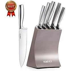 HOMEVER Couteaux de Cuisines Professionnels, Ensemble de Couteaux, 6 Pièces Set Couteaux Cuisine, Bloc de Couteaux en Acier Inoxydable