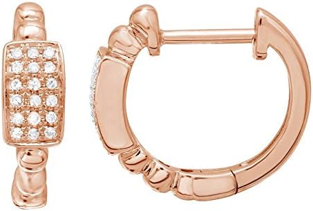 Lucia Costin Young Ladies Hoops Clip On Gold Earrings, Pure 14 Carat Rose Gold with Genuine Diamonds