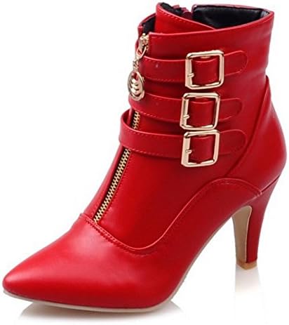 CYGG Ladies Winter Boots Belt Buckle Women'S Boots High Heels Large Size Boots 40-45 Yards , red , 44