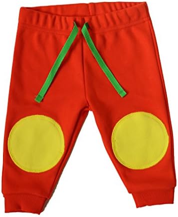 Alodia BABY Baby/Toddler Crawling Trousers for Girls and Boys. High Quality 100% Cotton,Interlock with Soft Double Knee Patches/Pads to Protect Little Knees. 6-12 Months. Cherry Tomato.