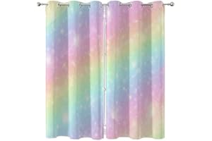 UNGROL Rideaux Arc en Ciel Occultants Isolant Thermique, Rideau Art Abstrait Occultant à Oeillets Imprimé en 3D Rideaux Enfants Adultes Chambre Salon Moderne, Lot de 2 Rideaux 75x166 cm