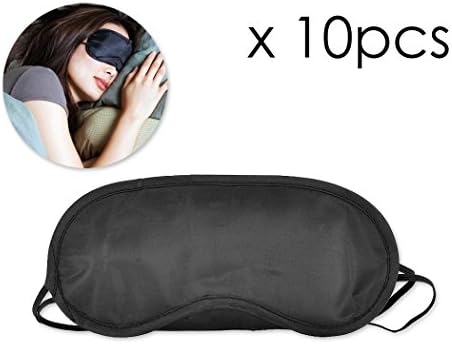 Shopready 10 Pcs Sleeping Eye Mask for Men Women Sleep Mask for Travel with 2 Elastic Straps - Black