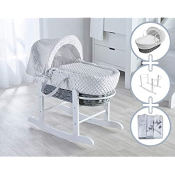 white dimple grey wicker moses basket