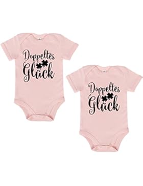 JUNIWORDS Babybody Kurzarm mit tollen Motiven für Zwillinge - 2er Set - 100% Baumwolle - Wähle Motiv, Farbe &...