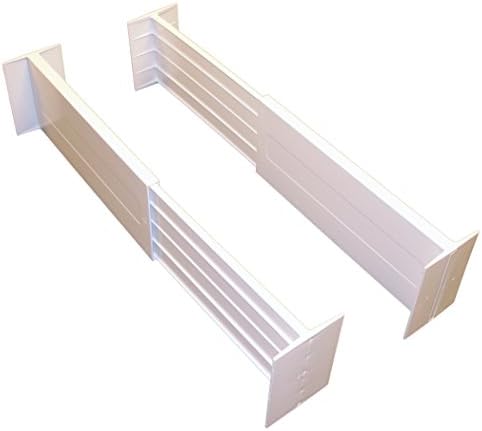 Dial Industries Adjustable Spring Loaded Drawer Dividers, Set of 2, 4.5" Deep, White