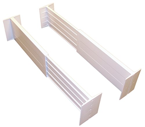 Dial Industries Adjustable Spring Loaded Drawer Dividers, Set of 2, 4.5" Deep, White