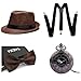 Produktbild thematys Al Capone Mafia Gangster Hut + Fliege + Hosenträger + Taschenuhr - 20er Jahre Kostüm-Set für Damen & Herren - perfekt für Fasching & Karneval (9)