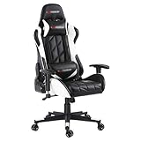 WADSYS Fauteuil Gamer/de Bureau Pro GT-Dossier inclinable-Style Racing/Automobile/Sportif-pour Travail sur Ordinateur-Similicuir-Red,Blanc