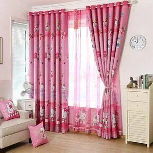 fashion point 3d cartoon digital printed polyester fabric floral curtains for bed room, kids room, living room, color pink window/door/long door (d.n.990) (1, 4 x 5 feet (size: 48 x 60 inch) window)
