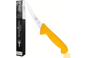 Schwertkrone Solingen - Coltello da Macellaio, Coltello da Disosso - Acciaio Inox, Lama Lucida - Semi-Flessibile e Curvo - Per macellai e cacciatori