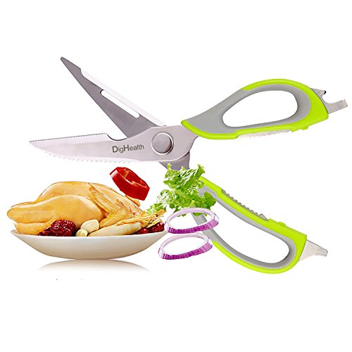 Küchenschere Multifunktionale bei DigHealth, Allzweckschere aus Edelstahl, Geflügelschere mit Softgrip, für Küche Hause, Kann Flasche öffnen, können, Muscheln, Schale Obst und Gemüse - 2