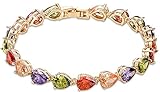Beydodo Vergoldet Damen Armband Gefallen Form Link Multi Color Zirkonia Charme