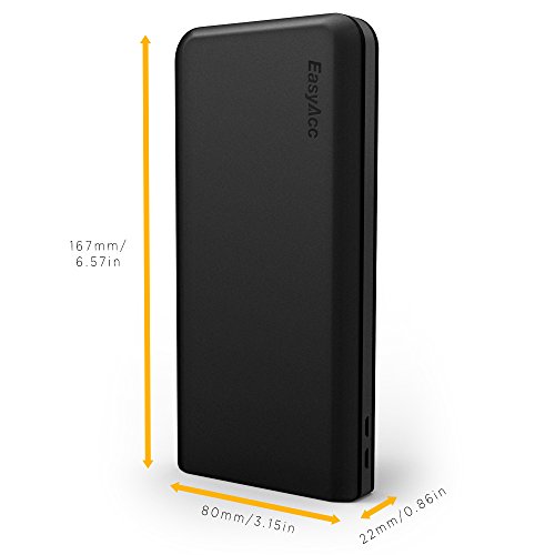 EasyAcc 20000mAh Caricabatterie Portatile 4-Port Batteria Esterna Torcia Elettrica per iPhone iPad Samsung Smartphone Tablets - Nero e Grigio