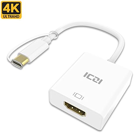 USB C to HDMI Adapter, ICZI USB 3.1 Type C to HDMI Adapter, Thunderbolt 3 Compatible (4K Resolution) for Huawei Mate 10, ChromeBook Pixel, Samsung Galaxy 8 / S8 / S8 Plus, 2016 / 2017 MacBook ect. (Plastic Shell)