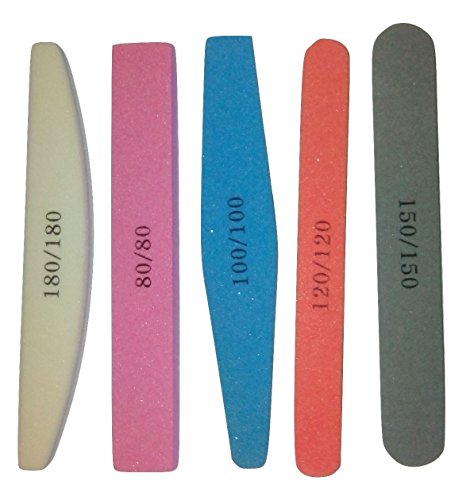 Anti trauma foam nail files 5 pieces per pack, mixed grits