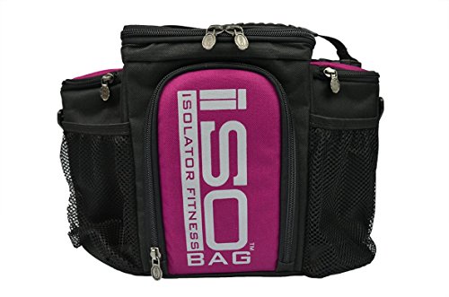 Isolatore Fitness IsoBag - Borsa termica per cibo di 2° generazione, per 3 pasti, sistema di gestione dei pasti separato, Violetter Akzent/Schwarz, 3 Mahlzeiten