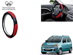 Universal Hub- Ring Type Car Steering Wheel Cover (Ultimate Black Red) for - Wagon R 2006 2010