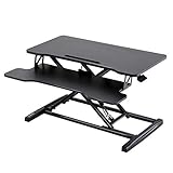 【SENTARSE → PONERSE de PIE】- Transforma de manera instantánea una superficie de trabajo plana en un escritorio de pie. Bandeja ergonómica inferior del teclado mantiene la altura escalonada entre el teclado y el monito.