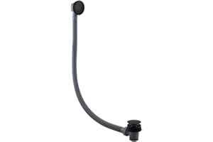 WENTWORTH BATHROOMS JT Pickfords | BATW08K Matt Black Bath Easyclean Push Button Click Clack Waste with Overflow