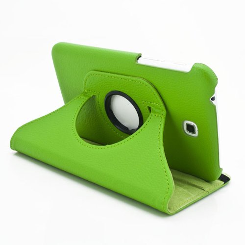 gada – Samsung Galaxy Tab 3 P3200 P3210 P3220 360° drehbare Leder-Imitat Tasche mit praktischer Standfunktion in schickem Grün inkl. kostenloser Displayfolie und Touch Pen - 5