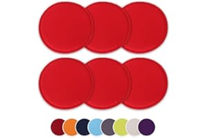 EXQUILEG Set di 6 cuscini per sedia, in cotone, rotondi, in feltro, lavabili, per interni ed esterni (rosso, set da 6)