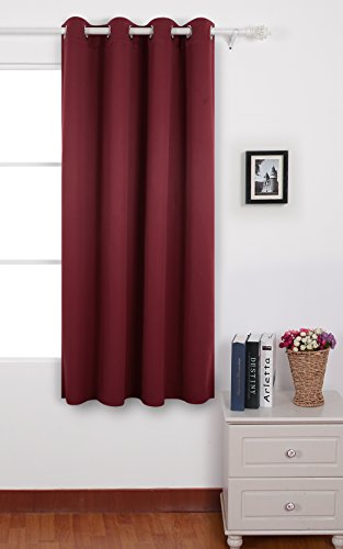 Deconovo Solid Blackout Curtain Eyelet Curtain Thermal Insulated Window Blackout Curtain for Babies Room 140x180 cm Red 1 Panel