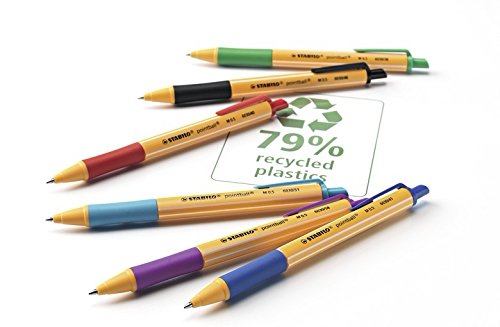 Stabilo Umweltfreundlicher Druck-Kugelschreiber (Pointball, mit 6 verschiedenen Farben) 6er Pack - 7