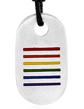 Llords Schmuck LGBT Gay Pride Halskette mit Regenbogen Flagge Anhänger, feinster Zinn Metall Modeschmuck