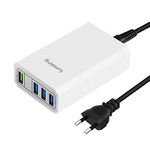 Lumsing Quick Charge 3.0 36W 4 Port USB Ladegerät Desktop Ladeadapter für Galaxy S7 / S6 / Edge / Plus, Note 5 / 4 und Smart Ports für iPhone 7 / 6s / Plus, iPad Pro / Air 2 / mini, LG, Nexus, HTC & mehr (Weiß) - 2