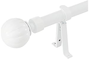 NICETOWN Barra de Cortina Extensible Barra de Cortina Blanca Longitud Ajustable de 122 a 218 cm, Puntas de Pétalos Decorativas con 3 Soportes de Pared, Blanco Mate