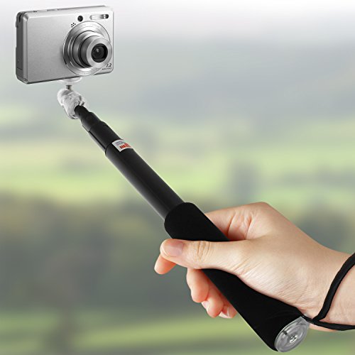 iGadgitz-Black-Extendable-Telescopic-Self-portrait-Selfie-Stick-Handheld-Monopod-Tripod-Manfrotto-for-Panasonic-DMC-GM1-GM5-SZ10-LF1-DMC-FT5-FT30-Digital-Camera-Compact