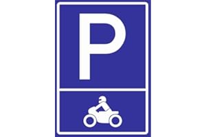 Kiwistar - Signe de stationnement - PVC - Moto (Pictogramme) - 30 x 21cm - Garage de stationnement, carport, Panneau de signalisation pour Restaurant, école, hôtel
