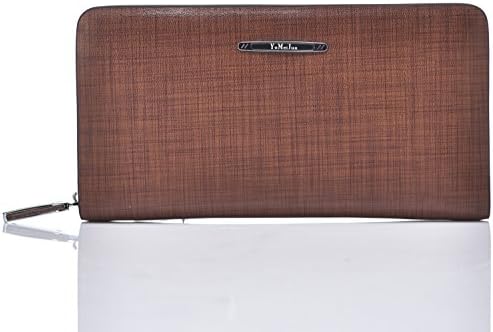YoMeiJun Men Leather Wallet Card Holder Long Purse Multifunctional Iphone6 Plus Clutch Varios Colors Light Brown