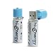 Produktbild Hi-Fun Hi-Energy Batterie AA Mignon Akku über Den Anschluss USB Versteckte Pluspol, weiß/Hellblau