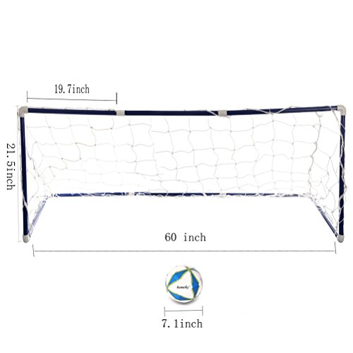 Aoneky Kids Football Goal Set - 1 Goal with Net and Size 3 Soccer Ball - Portable Large Soccer Target, Great Toys and Gifts for Children, Come with Ball Pump and Storage Bag, Perfect for Indoor & Outdoor