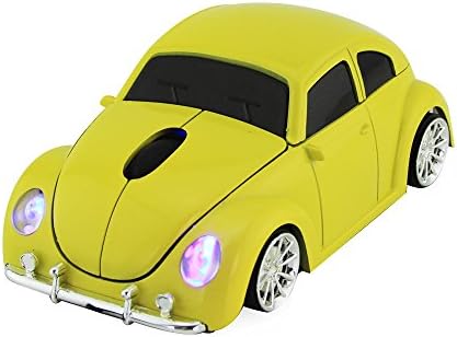 SPECTRONIX Vintage Wireless Car Mouse Optical & Ergonomic Design with Nano USB Receiver 10 Meter Range 2.4GHz Wireless Mouse 1200DPI for Laptops and PCs 4 Vibrant Colours (Yellow)