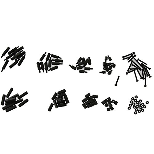 M3 Nylon Schraubenmutter Scheibe Sortiment Satz Sechskantschrauben Pattsituation Box – Schwarz, 120pcs - 8