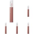 Maybelline Superstay Matte Ink Longlasting Liquid, Nude Lipstick, Up To 12 Hour Wear, Non Drying, 60 Poet, 5 ml, Pack Of 5