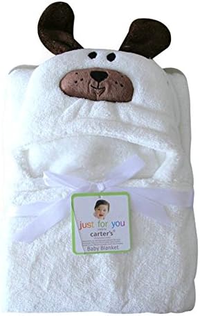 Dulcklane Baby Bathrobe Cute Animals Hooded Ultra-soft Fleece Bathing Wrap Blanket,0-6 Years Old, 85*78CM (White Dog)