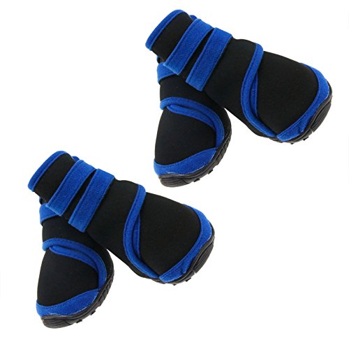 Preisvergleich Produktbild 4Pc Haustier Blau Wasserfeste Rutschhemmende Schuhe Neopren Schutzstiefel L