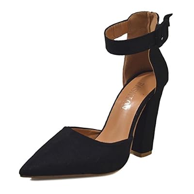 OverDose,Chaussures Pointues Pointure Large à Talons Hauts Sexy Femme Sandales High Heels (39, Noir)