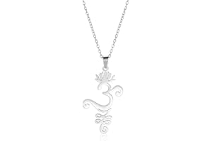EUEAVAN Yoga Lotus Aum Om Ohm Sanskrit Symbols Collier Boucles d'oreilles pour femmes Yoga Pendentif Symboles Respiration Amulette Bijoux spirituels Cadeau pour les amateurs de Yoga