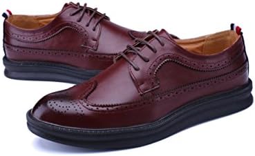 LYZGF Men Youth Casual Retro Fashion Lace Up Leather Shoes,Red-38