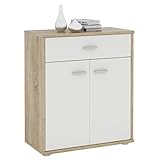 IDIMEX Buffet Monaco, Commode Meuble de Rangement avec 1 tiroir et 2 Portes, en mélaminé décor chêne Sonoma et Blanc Mat