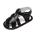 Produktbild Sannysis Infant Baby Jungen Mädchen Römersohle Schuhe Sommer Erste Wanderer Aus Weichem Leder Sandalen Outdoor biegsame Sohle Trekkingsandalen Lauflernschuhe (11, Schwarz)
