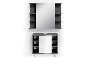 Vicco set mobili bagno Fynn, Antracite/Bianco lucido, 2 parti