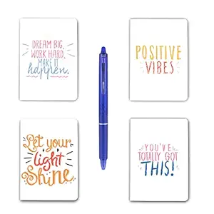 Rays Of Ink Mini Journal Softcover Notebooks Small Pocket Notepads for School Office Home Travel and Gift ( Set of 4) (with Erasable Pen, Inspirational)